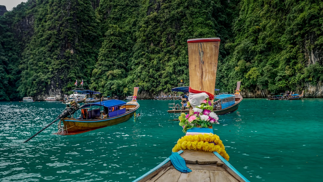 Southeast Asian tropical karsts and turquoise waters at sunset